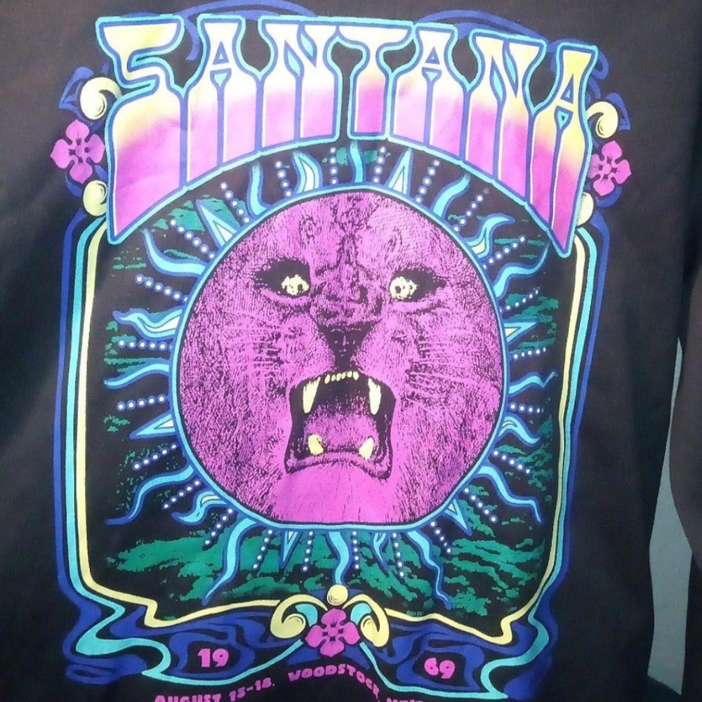 *NEW* CARLOS SANTANA SWEATSHIRT GRAPHIC WOMEN M Woodstock Music1969 Festival
